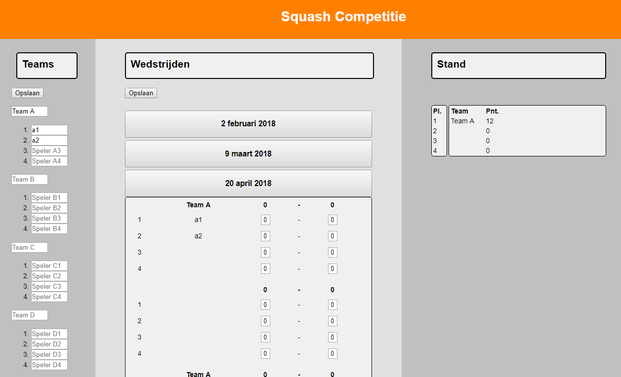 Squash webapp
